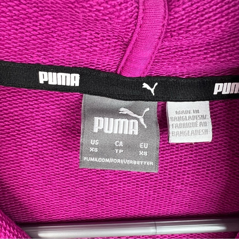 PUMA hoodie sweater logo white Women's Magenta Cropped Hoodie warm cozy - Picture 8 of 10